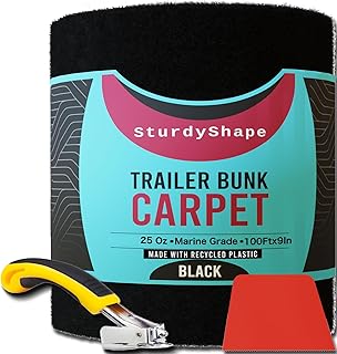 SturdyShape Boat Trailer Bunk Carpet Kit 9inx100ft - Marine Carpet Covers for Trailers, Lift Runners, and Jet Skis - (1, Black) (Black)