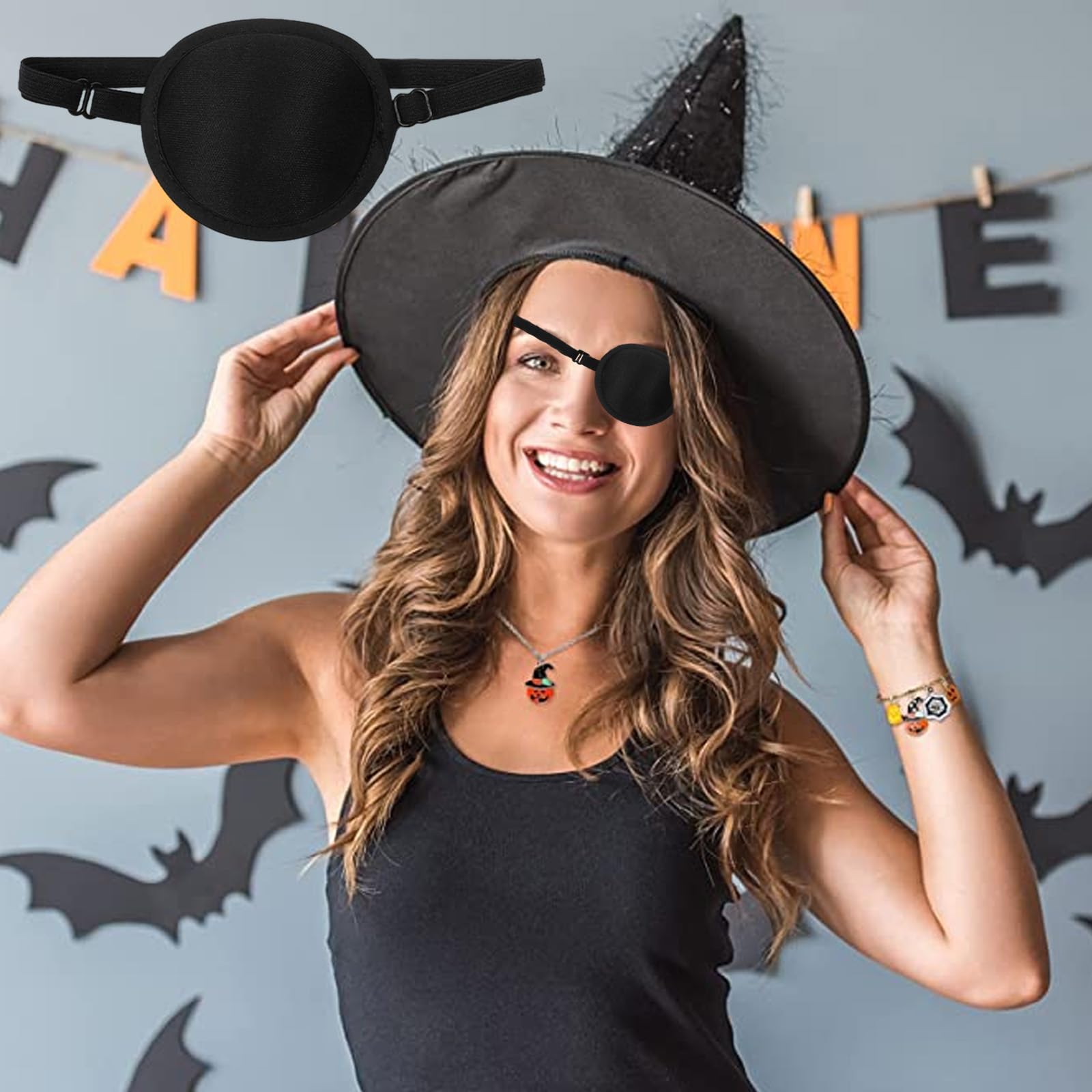 4 pezzi di Patch Occhi, Toppe per Occhi Regolabile per Bambini Adulti, Benda Medica per Occhio per L'amliopia e lo Strabismo, Nero