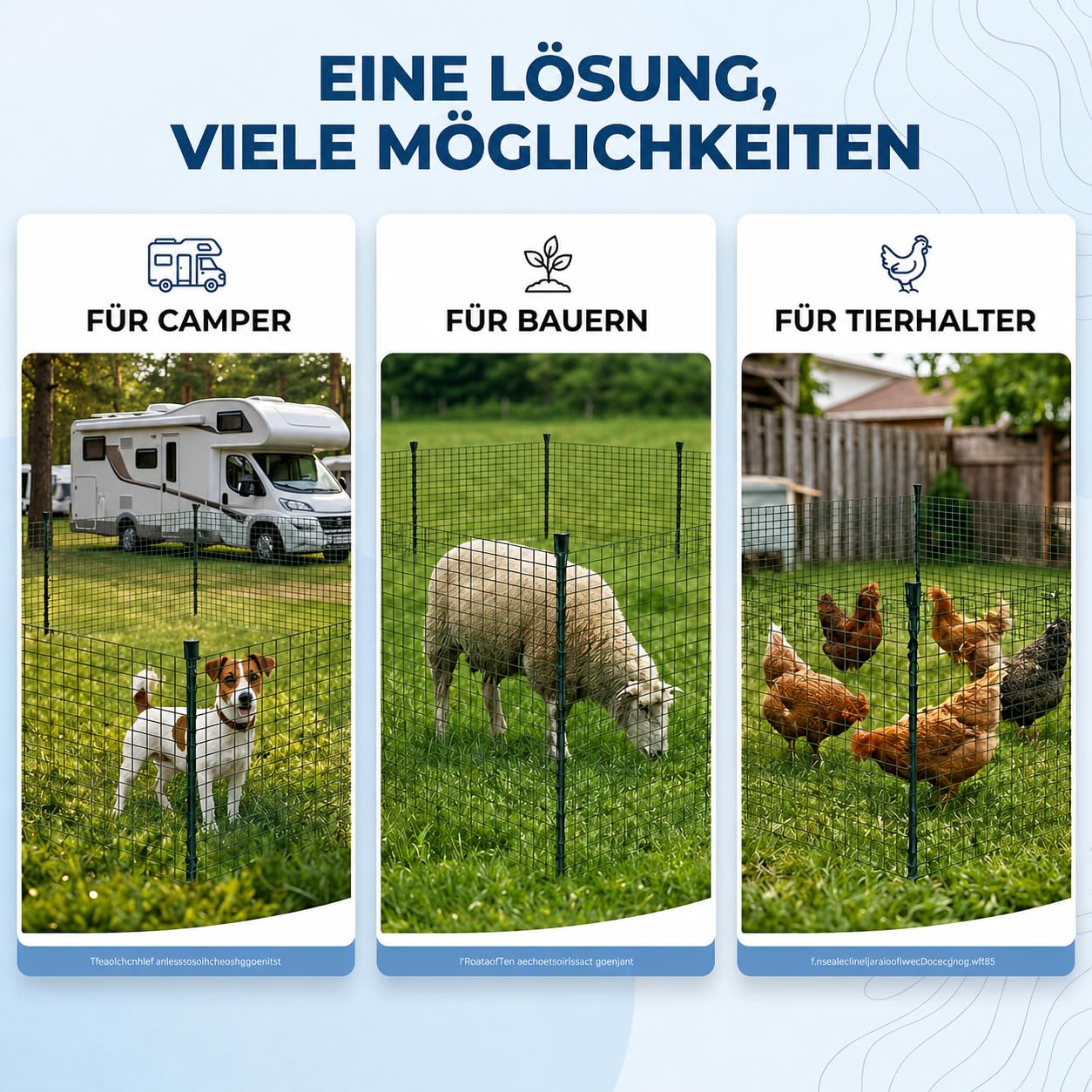 Mobiler Hundezaun 20m - Weidezaun ohne Strom - Campingzaun, Begrenzungszaun, Gartenzaun, Hühnerzaun, Schafzaun 90cm hoch mit Zubehör (20m)