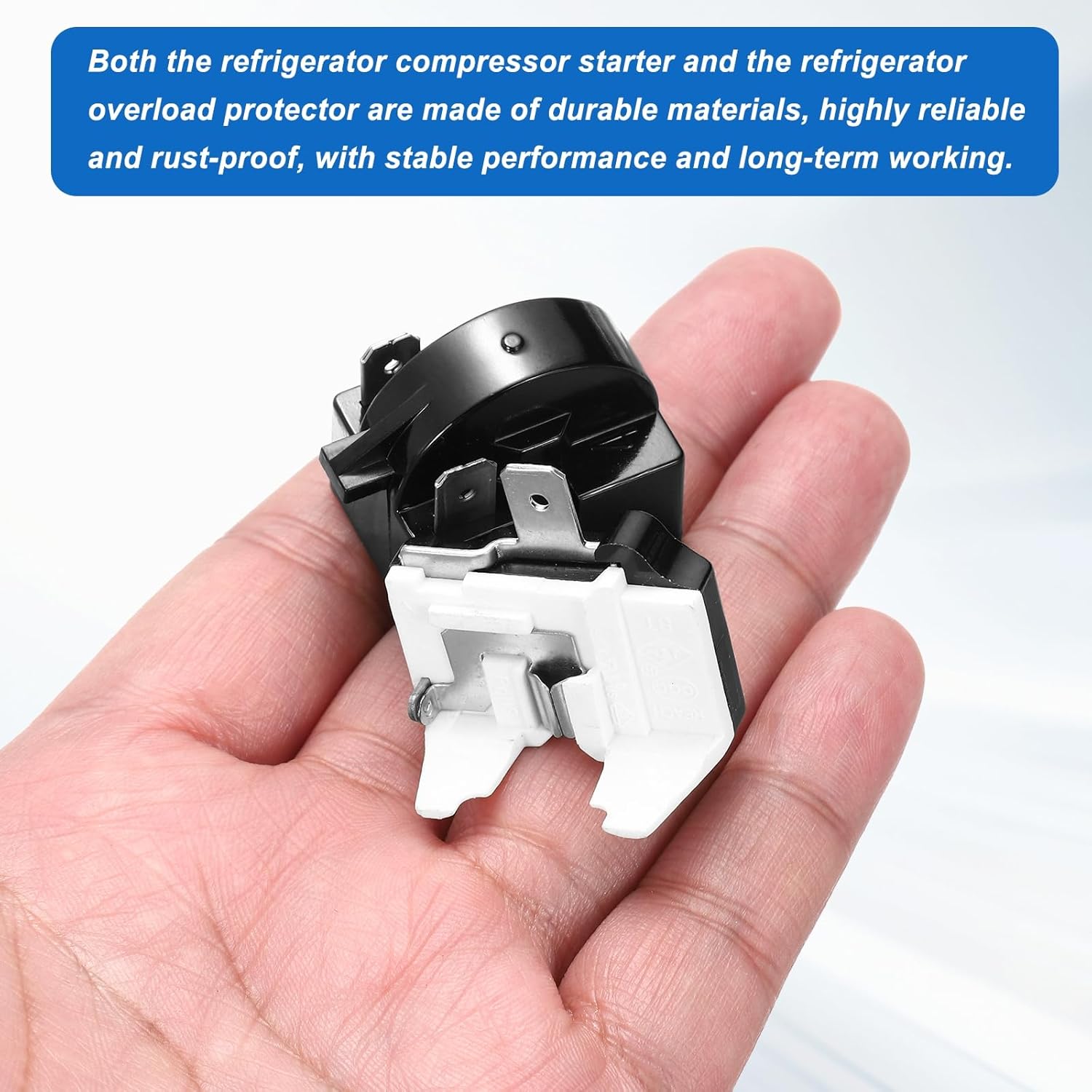 MECCANIXITY 3 Set PTC Refrigerator Starter Relay 4.7 Ohm 2 Pin and 1/5HP Freezer Overload Protector for Fridge Cooler Compressor