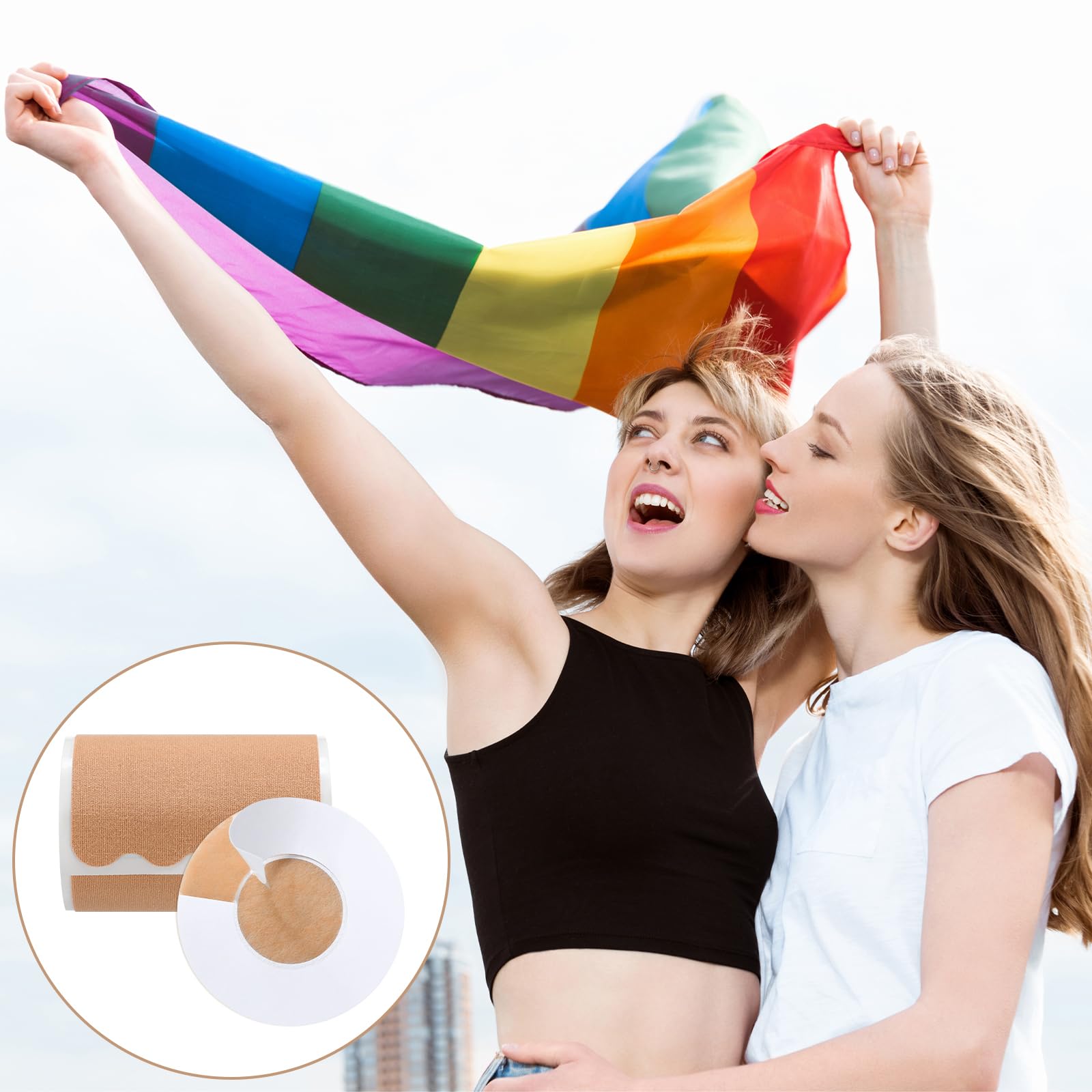 Shinymoon 40 Pcs 4 Inch Precut Trans FTM Chest Binding Tape with 40 Pcs Nipple Covers Extra Wide Chest Binding Tape for FTM Transgender