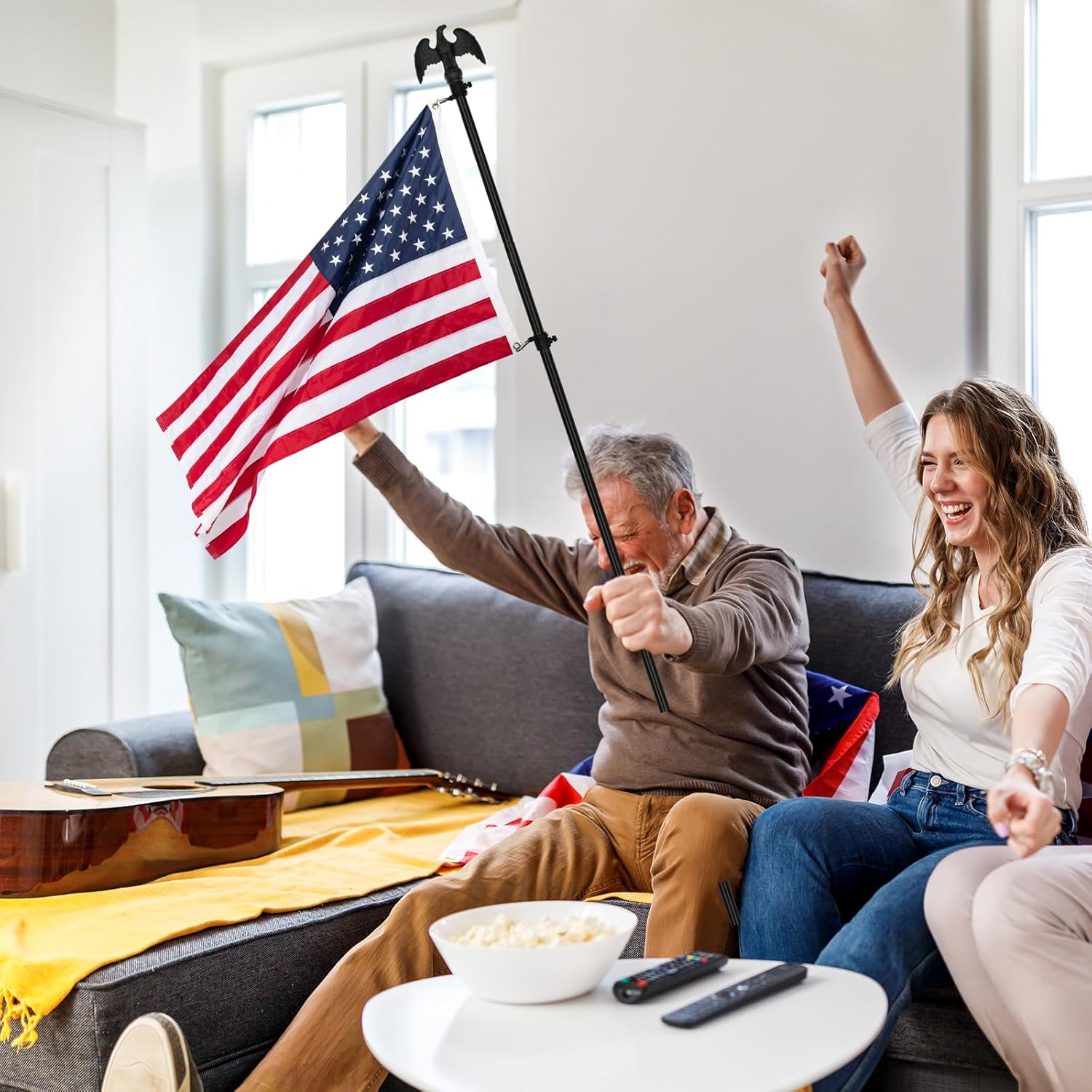 NQ 6FT Flag Pole for Outside House, 3/4 inch Diameter Aluminum Flag Pole with Eagle Topper, House Flag Pole Kit with Flag Pole Holder (Black) - Image 6