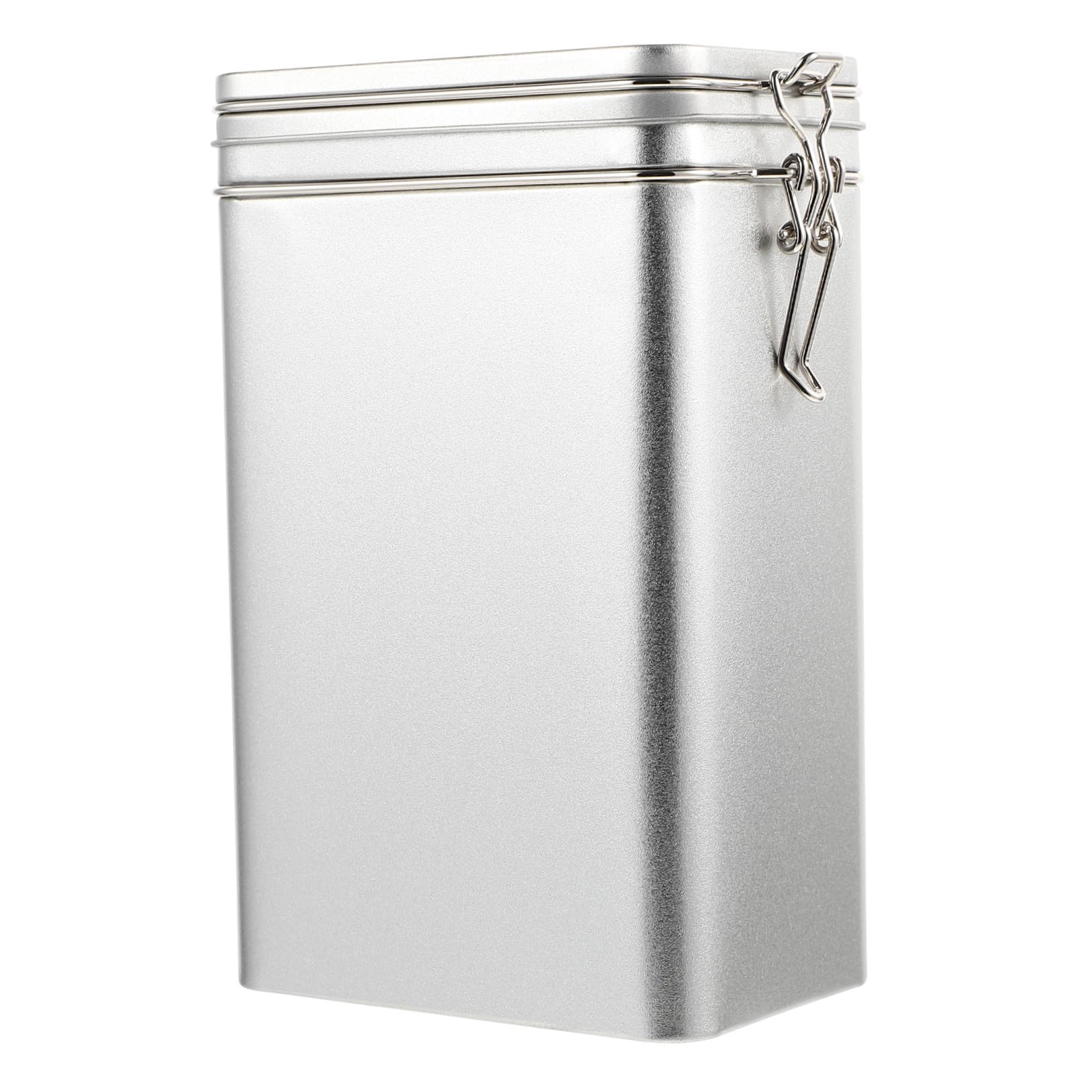 Caja hermética plateada para decorar la mesa del comedor y guardar café molido