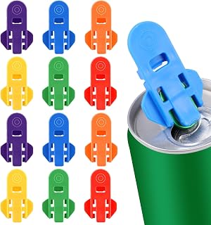 12 Pack Cover Easy Tab Opener, Beverage Can Opener and Cover, Plastic Shields for Pop, Coke, Beer & Soda Cans, Reusable Beverage Protector