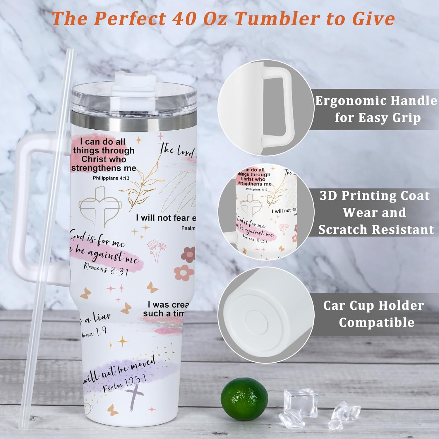 Child Of God Christian Affirmation Tumbler, Religious Inspiration Gift for Christian Women, Christian Bible Verse 40 Oz Tumbler with Handle - Image 2