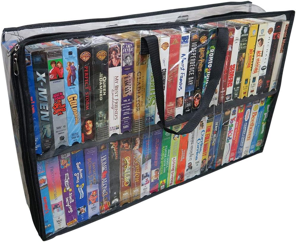 Evelots VHS Movie Tape Storage Bag/Case, Clear PVC Plastic