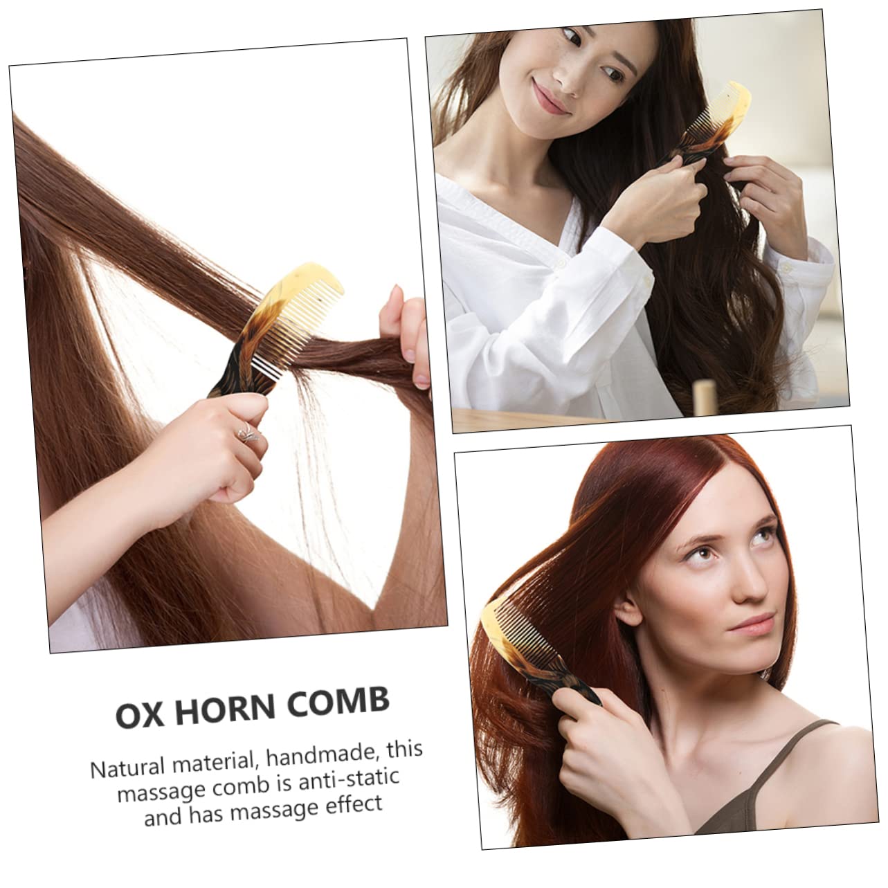 Ipetboom 9pièces Peigne De Massage De Cornes De Bœuf Naturel Peigne Anti-statique Pour Soin Du Chevelu Et Démêlage Couleurs Aléatoires
