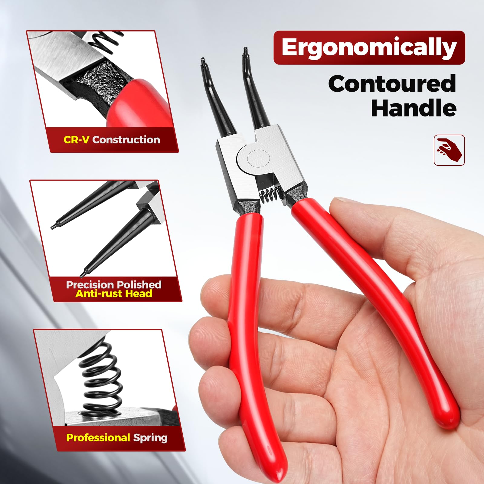 Set di pinze per anelli elastici esterni da 12,7 cm e 17,8 cm