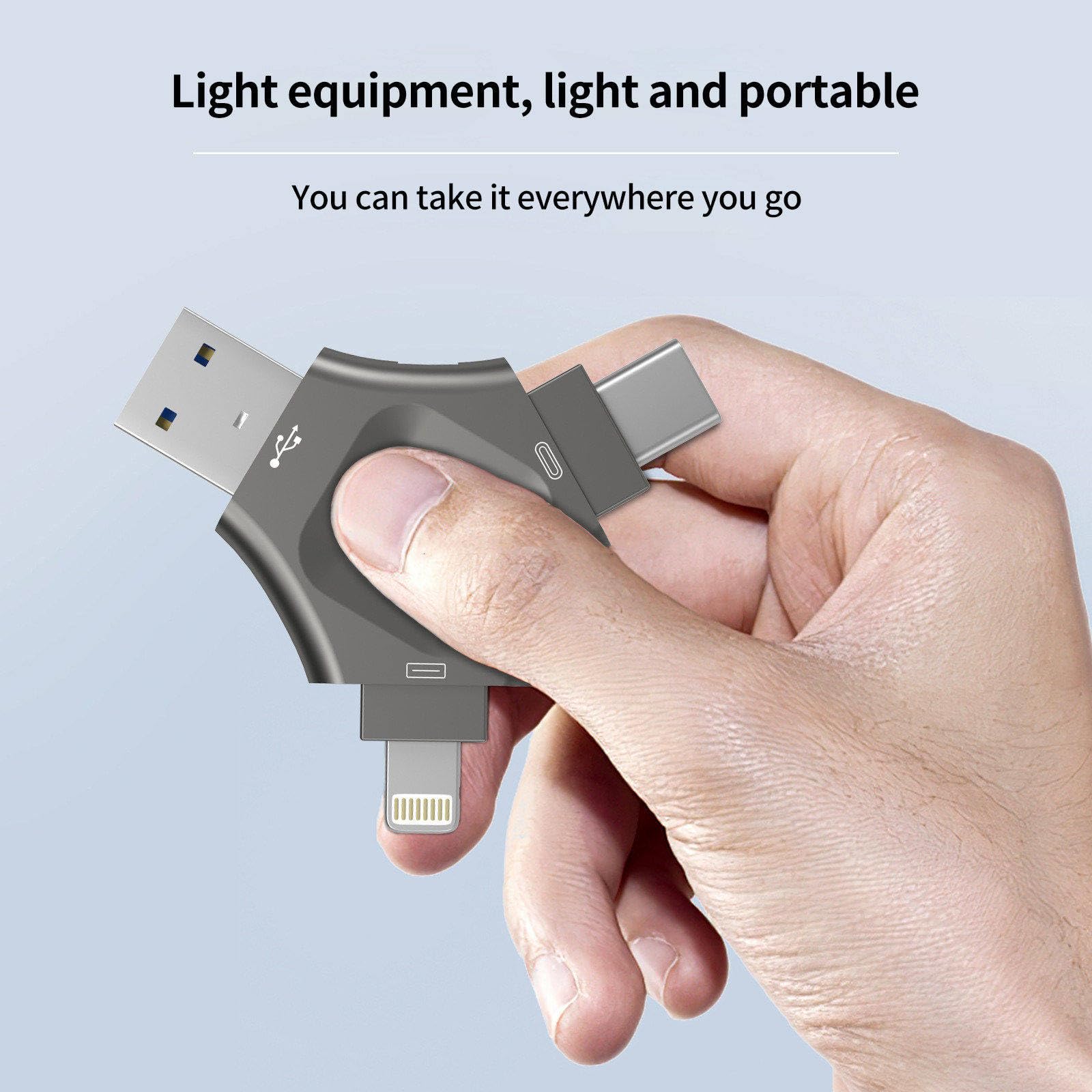 Disco U de huellas dactilares, unidad flash 3 en 1 con cifrado de huellas dactilares, disparar y guardar/copia de seguridad con un clic, transmisión de alta velocidad 64G/128G/256G/512G,64G