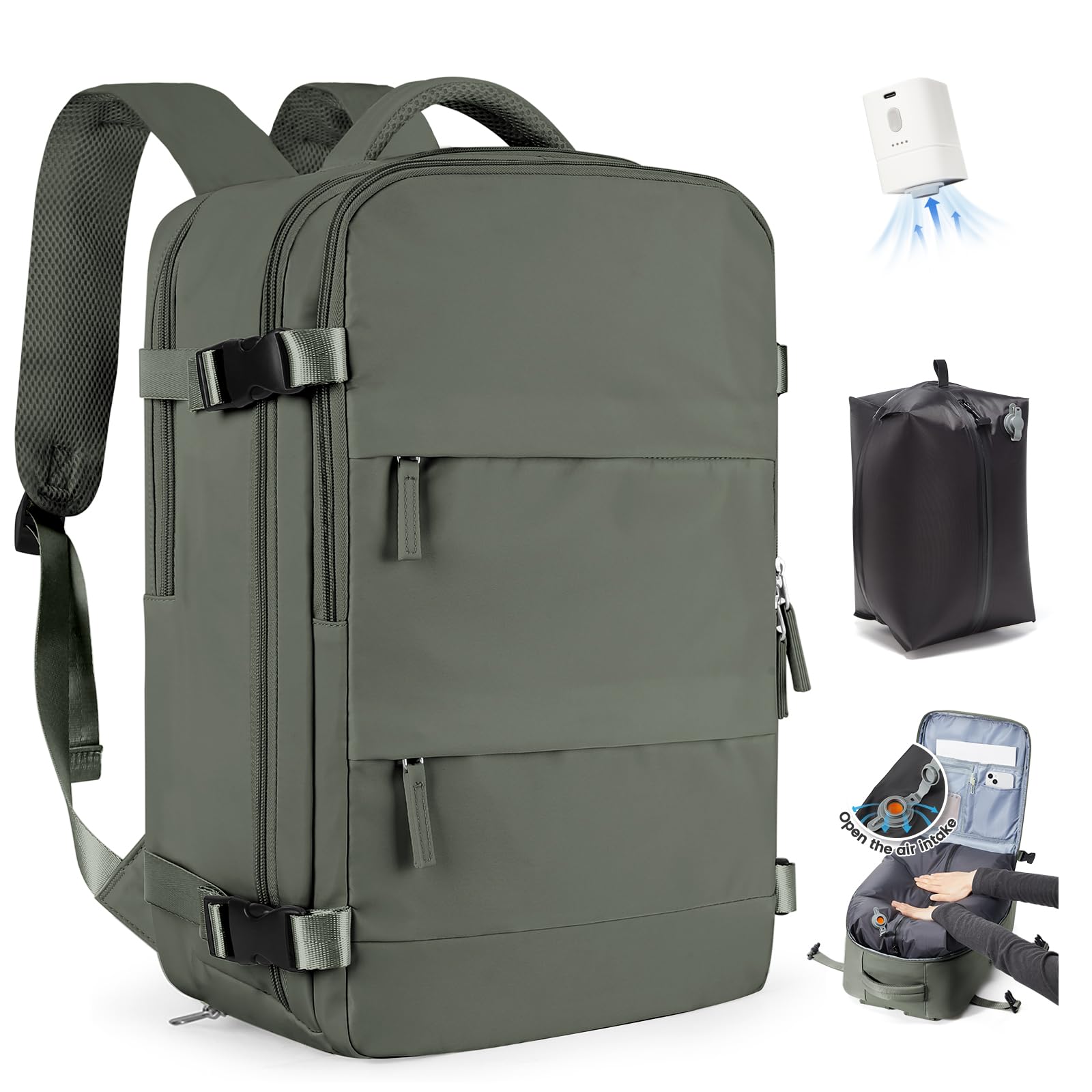 SZLX Zaino Ryanair 40x30x20 Sottovuoto con Pompa Zaino Ryanair 40x20x25 Donna Zaino da Viaggio Wizzair Bagaglio a Mano Uomo per Laptop da 14 Pollici Borse da Cabina 45x36x20 Easyjet con Porta Scarpe
