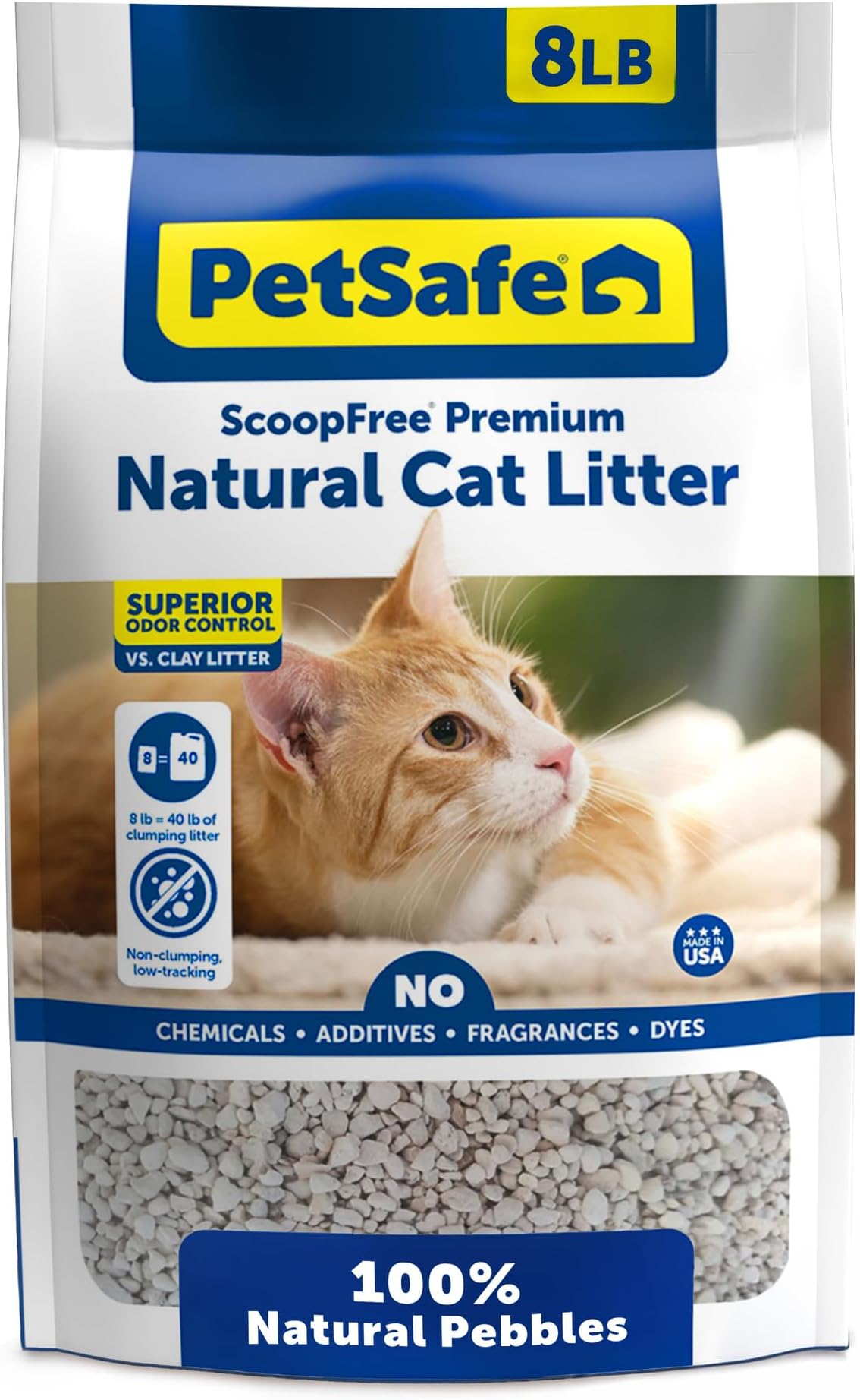 ScoopFree Premium Natural Cat Litter, 100% Natural Non-Clumping Cat Litter, 30+ Day Odor Control, No Chemicals, Additives, Dyes or Fragrances, Use with Any Litter Box (8 lb Bag)