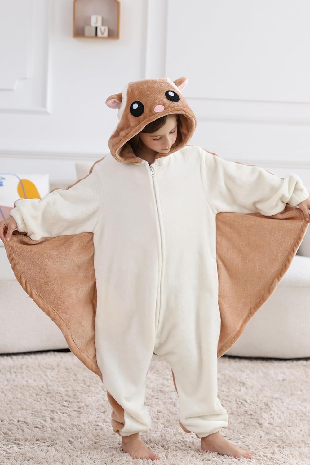 DELEY Unisex One Piece Animal Adult Flying Squirrel Onesie, Animal Pajamas Halloween Cosplay Costume for Women and Men - Image 3