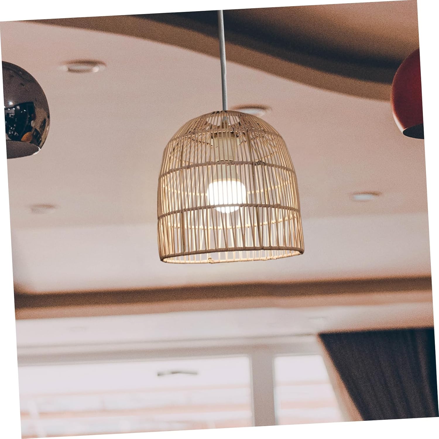 Artibetter Woven Lamp Shade Rattan Ceiling Light Pendant Light Cover for Restaurant