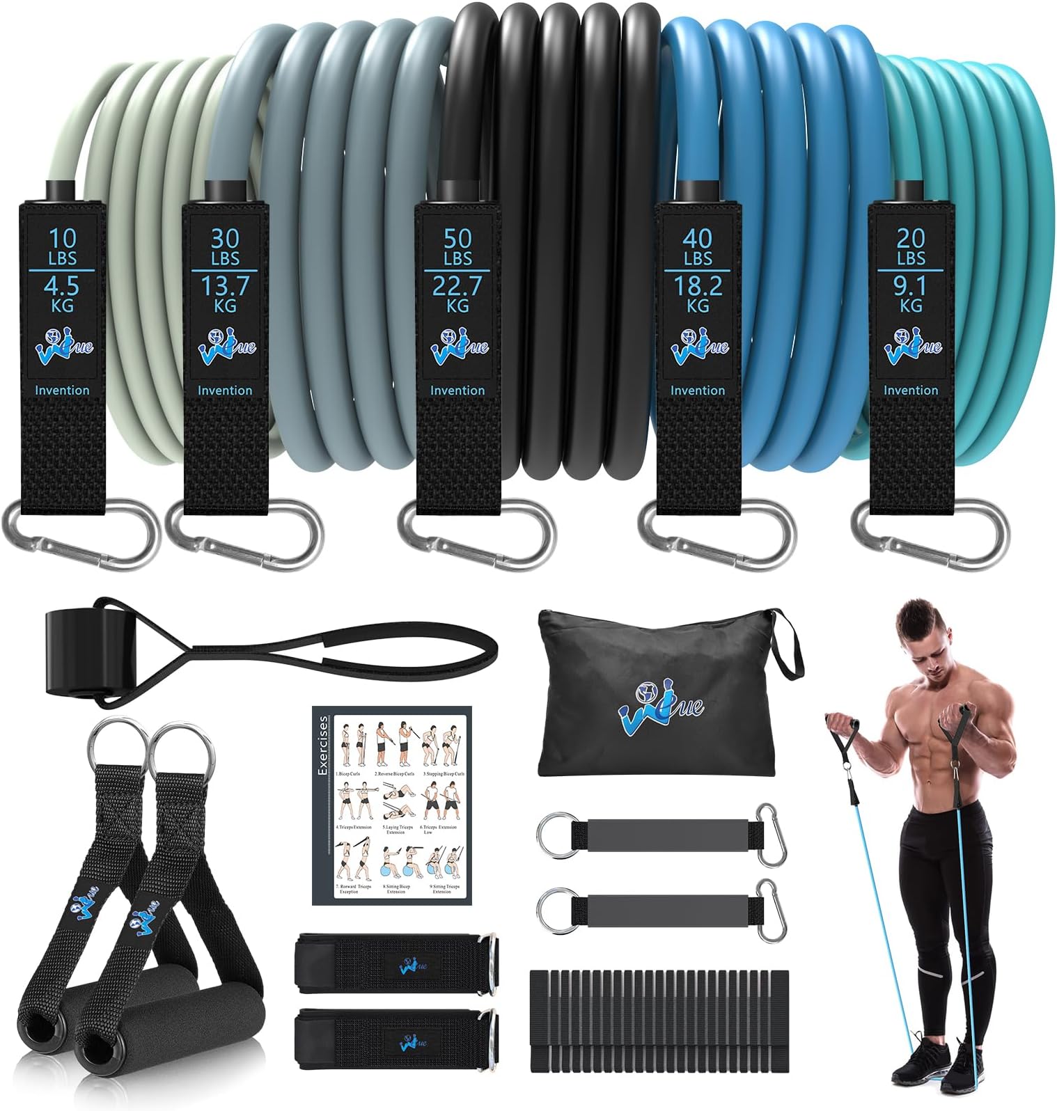 Resistance Bands, Exercise Band for Fitness Workout, Resistance Bands Set Men Up to 150lbs, Stretch Bands for Exercise with Handles, Suitable for Shape Body, Workout, Yoga