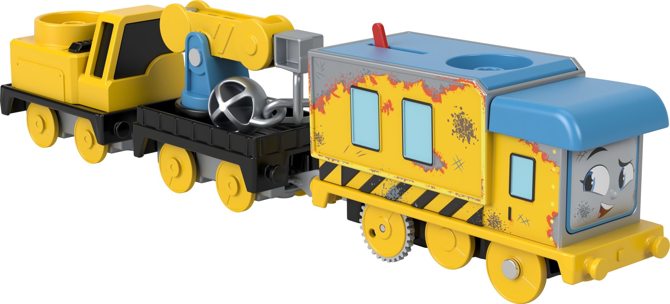 Thomas & Friends Motorized Toy Train Wreck ‘n Roll Carly The Crane with Construction Wrecking Ball for Preschool Kids Ages 3+ Years