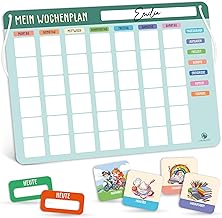 LAUBLUST Montessori Kinder Wochenplaner - Routine Planer mit Magneten | Magnettafel für Wochenplanung | Kinderplaner für jeden Tag als Geschenk für Mädchen & Jungen - Komplett beschreib- & abwischbar