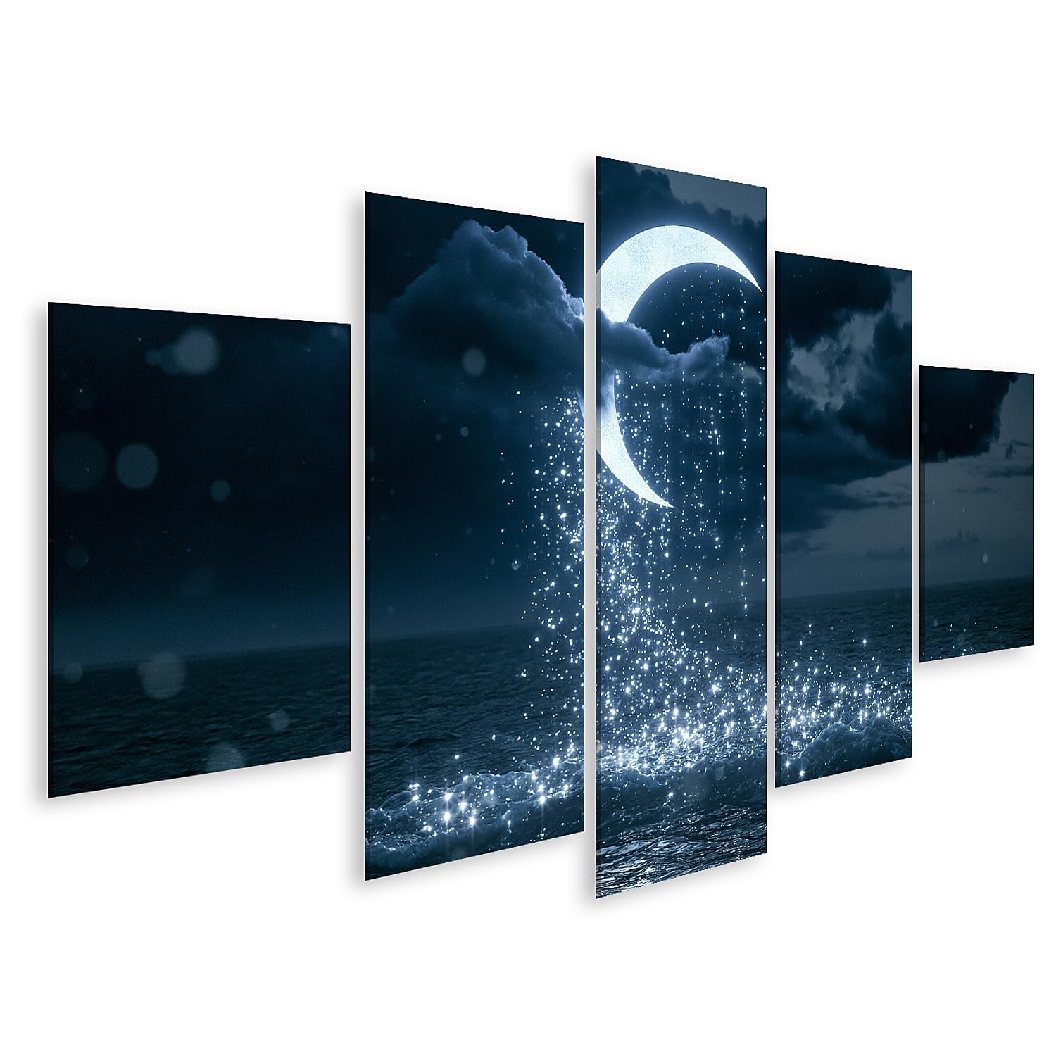 Tableau grand format lune océan déco murale salon