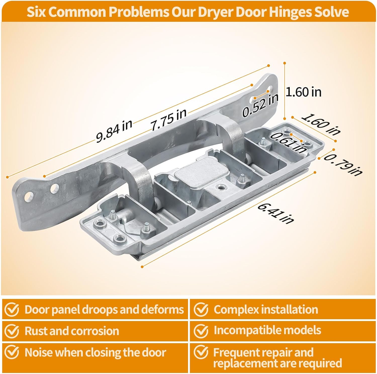 Upgraded W11051465 Dryer Door Hinge Assembly Replaces W10208414 W10208415 4461969 AP6041529 PS11775346 FIX11775346 etc Models, Compatible with Whirlpool, Maytag etc Dryer, 2-Year Warranty, OEM