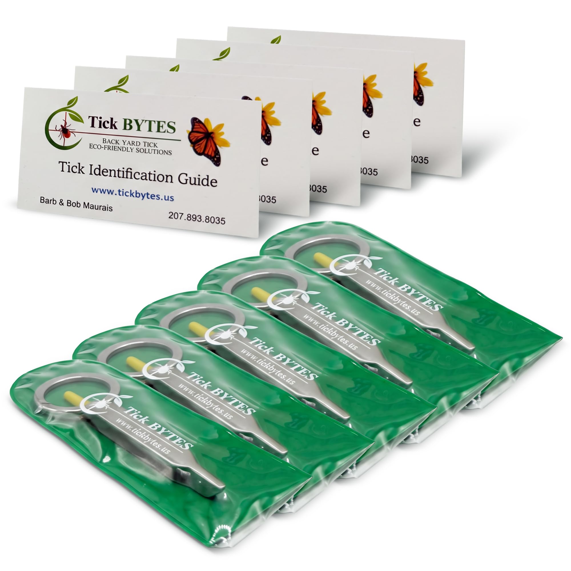 TickBYTES - Kit per la rimozione delle zecche, pinzette a punta fine in acciaio inox con lente d'ingrandimento e carta d'identità, strumento sicuro per rimuovere le zecche, portatile, essenziale per