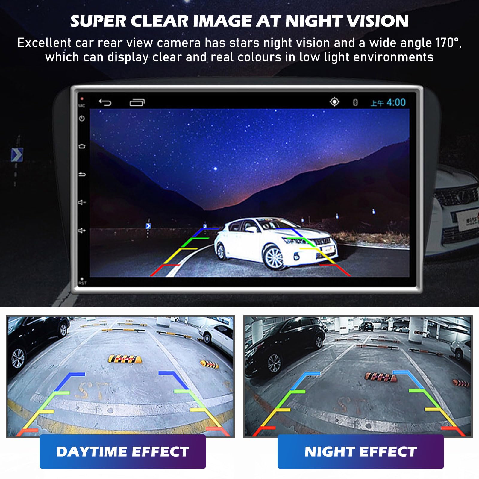 AHD 1080P - Telecamera posteriore per auto, girevole a 360°, grandangolo di retromarcia, per auto, camper, impermeabile IP68, visione notturna HD, per SUV, camper, furgoni