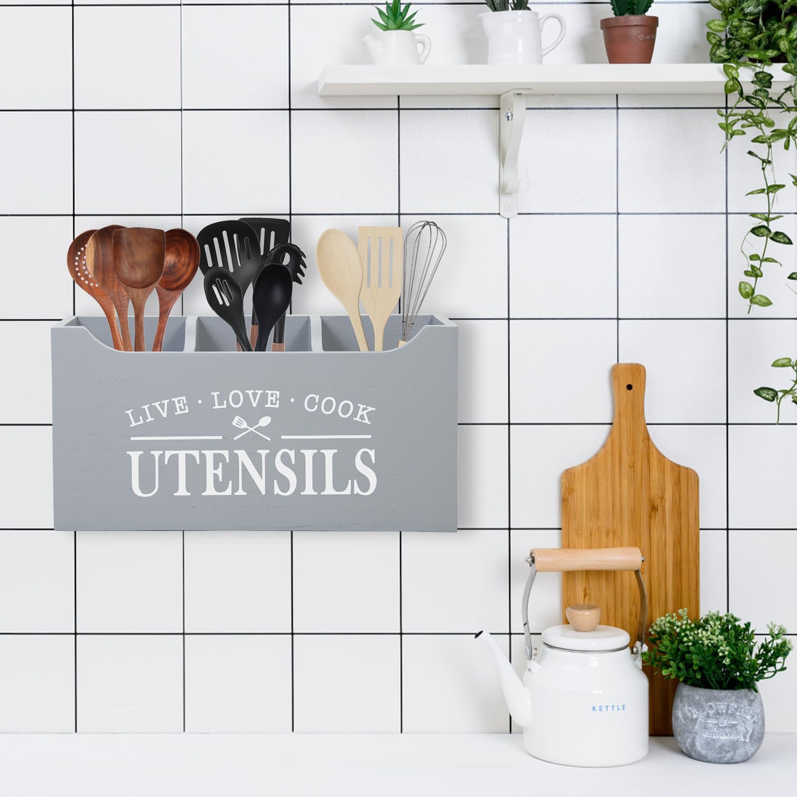 Caluself Porte-ustensiles Pour Comptoir De Cuisine, Support De Couverts