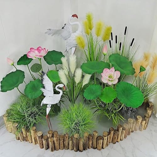Raxcelivia Set Of 8 - Artificial Lotus Flowers, Leaves, Seedpod And Flower Bud Pu Real Touch Water Lily Realistic Flowers For Home Garden Floral Decor Wedding Spray Arrangement (Pink + Green) #TOP6