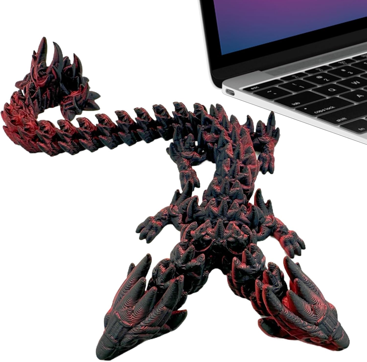 3D Printed Dragon - Double Headed 3D Printed Movable Dragon Toy,Flexible Articulated Fidget Figurine,Executive Desk Toy,Movable Joints | Desk Decoration,for Home Office Display Play Stress Relief