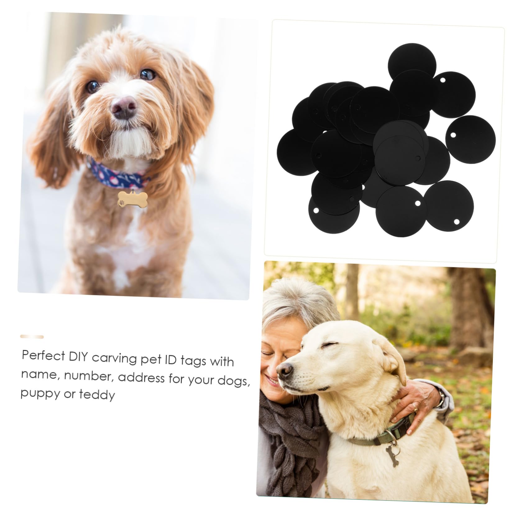 NUOBESTY Etichetta vuota portachiavi in ​​​​acrilico per vinile medaglietta vuota Resistente alla ruggine Accessori per ciondolo animale domestico targhetta cane impiccagioni per cani