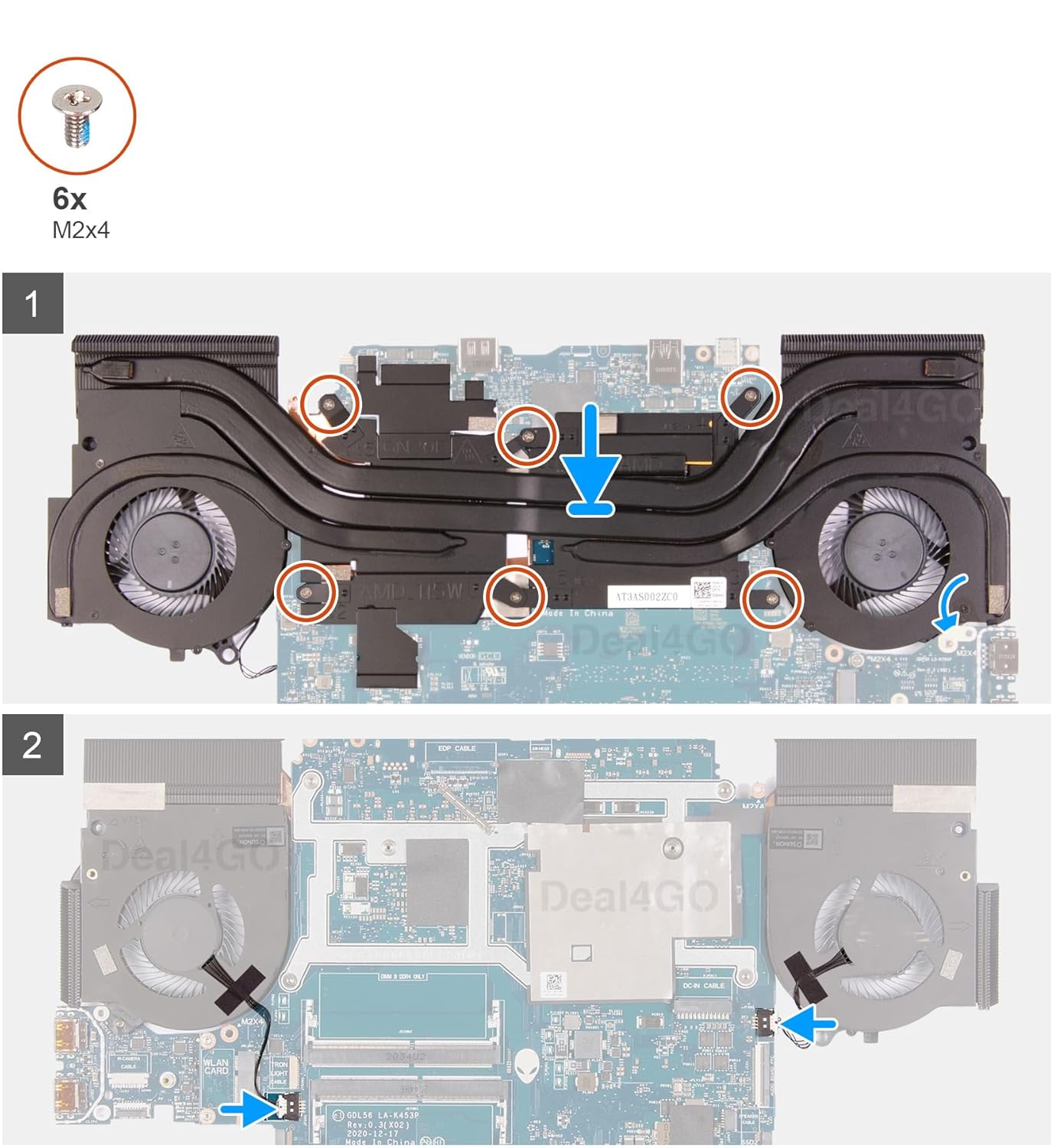 Deal4GO CPU & GPU Graphics Cooling Fan 6GD3H 06HH2 0VGY4 Replacement for Dell Alienware M15 R7 M15 R6 M15 R5 Ryzen (2021)