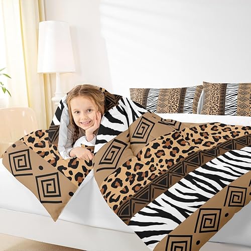 Miniatura 157 de Castle Fairy Juego de ropa de cama con estampado de cebra, tamaño matrimonial, juego de edredón de animales de África y vida silvestre, juego