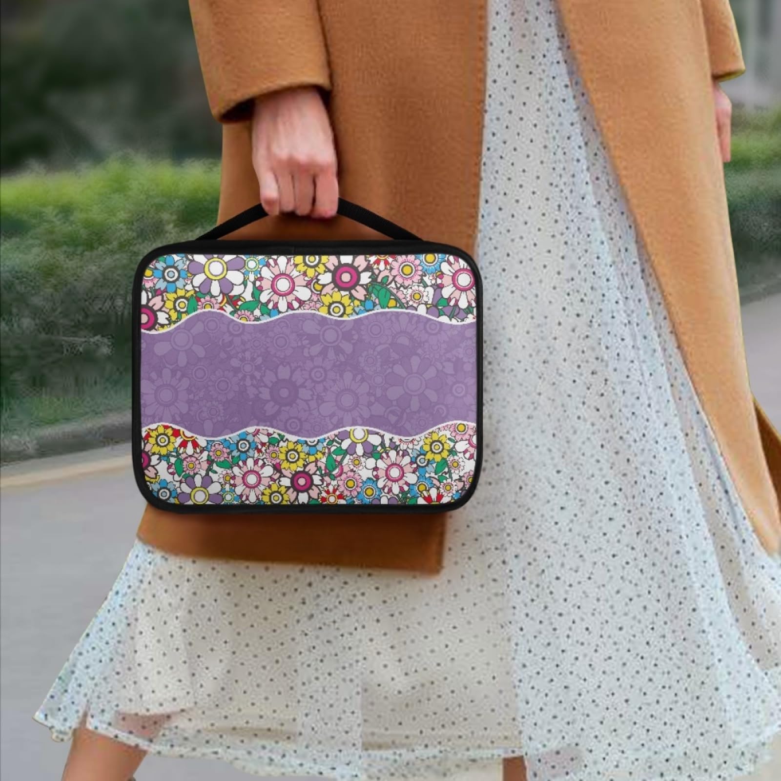 Custodia Libro Mandala Rosa Viola Copertura Bibbia con Manico Cerniera Tela in Poliestere per Uomo Donna Porta Libro Grandi Capacità Custodia per Libri 27.5x22.5x5.5 cm
