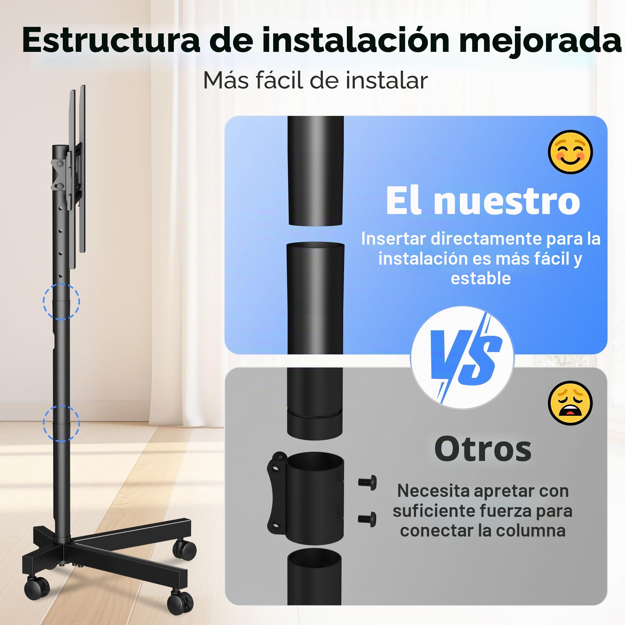 XINLEI Soporte TV Ruedas para Television de 23 a 60 Plasma/LCD/LED, Soporte TV Suelo Ajustable en 5 Niveles, VESA máx. 400 x 400 mm hasta 35 kg