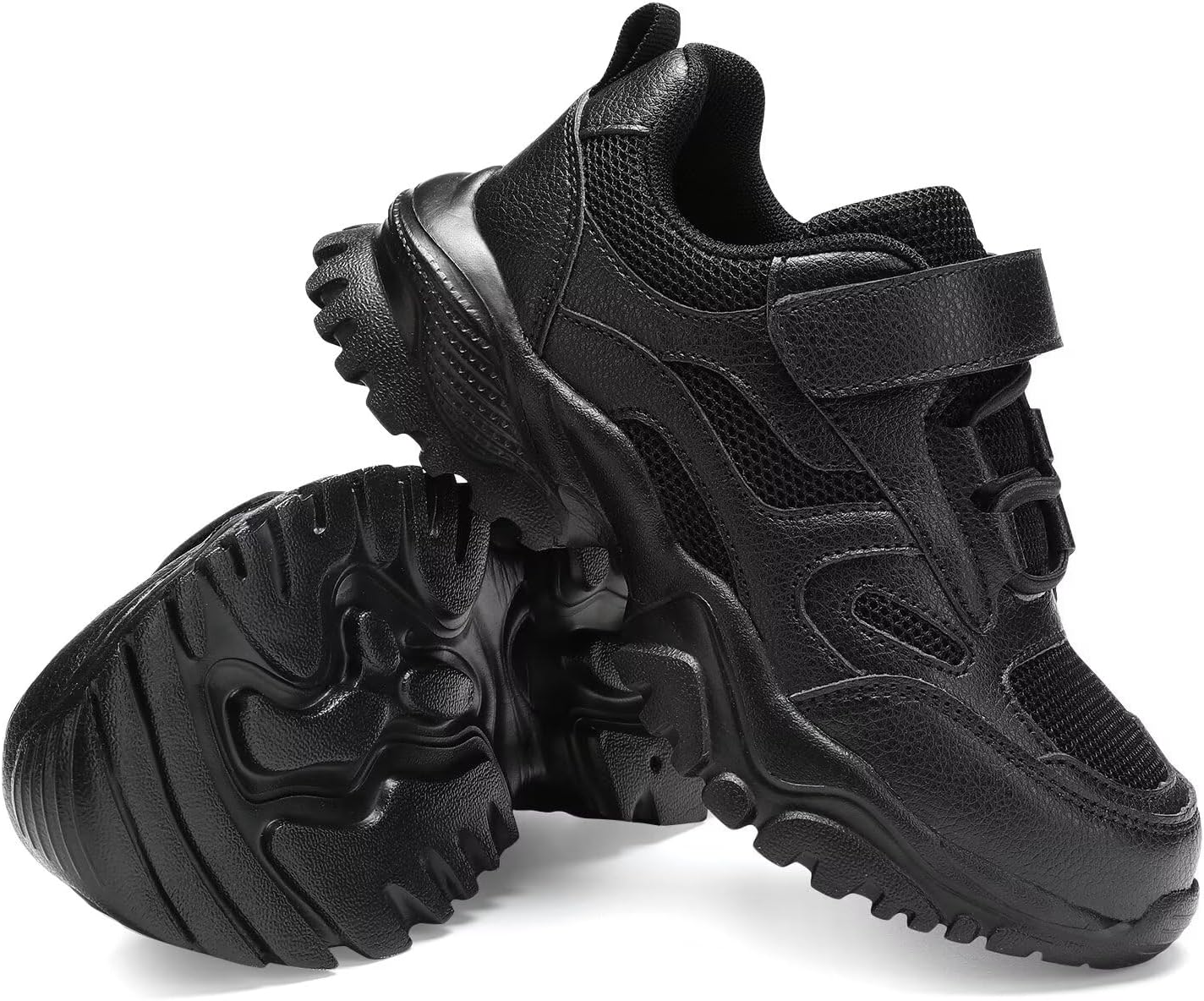 DSWED Unisex-Child Leather Lightweight Breathable Knit Athletic Running Sneakers for Kids Shoes for Boys Girls