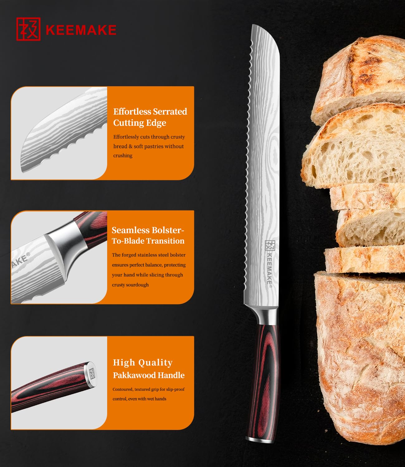 KEEMAKE 10 Inch Bread Knife - Sourdough Specialist -3