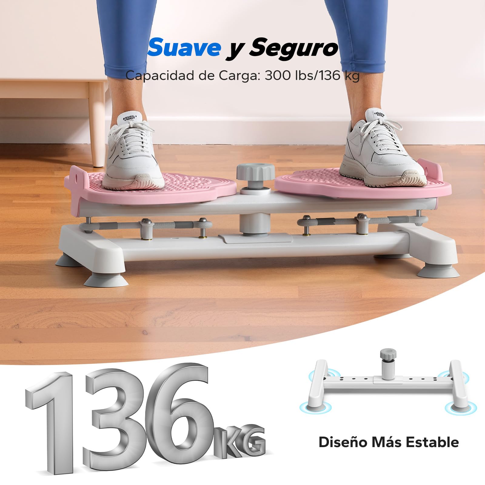 MERACH Twister Waist Disc Board para Mujer, Twist Cintura Torsión Disc con 2 Corde di Resistenza para Adelgazar Cintura y Fortalecer Core, Soporta 136KG, Abdominales en Casa para Hogar