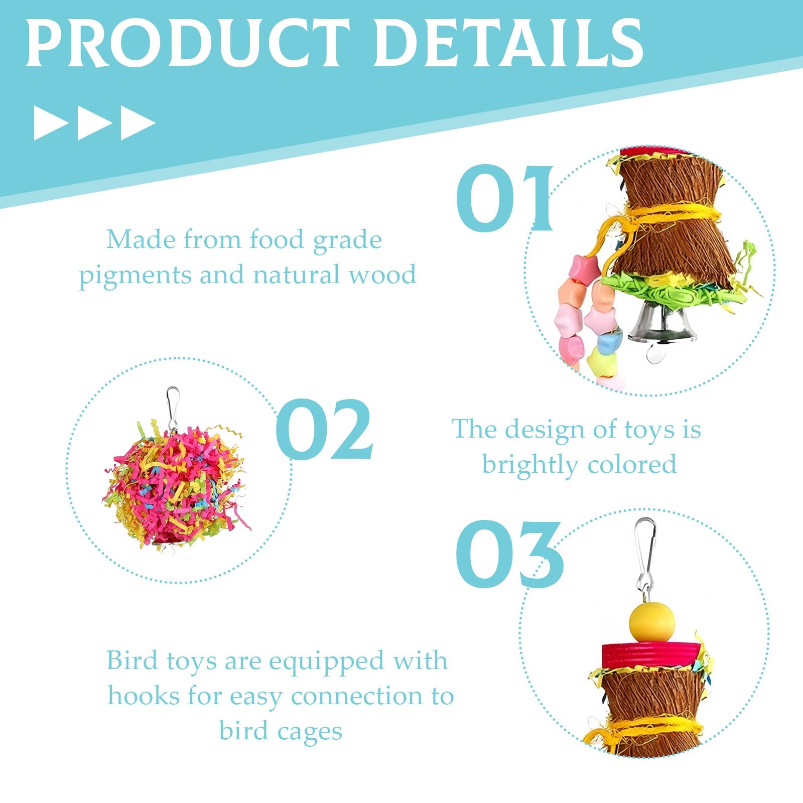 Jyinelx 4PCS Set of Brushed Chewing Budgie Toys, Palm Leather Sushi Roll Bird Toys, Cockatiel Toys - Image 3