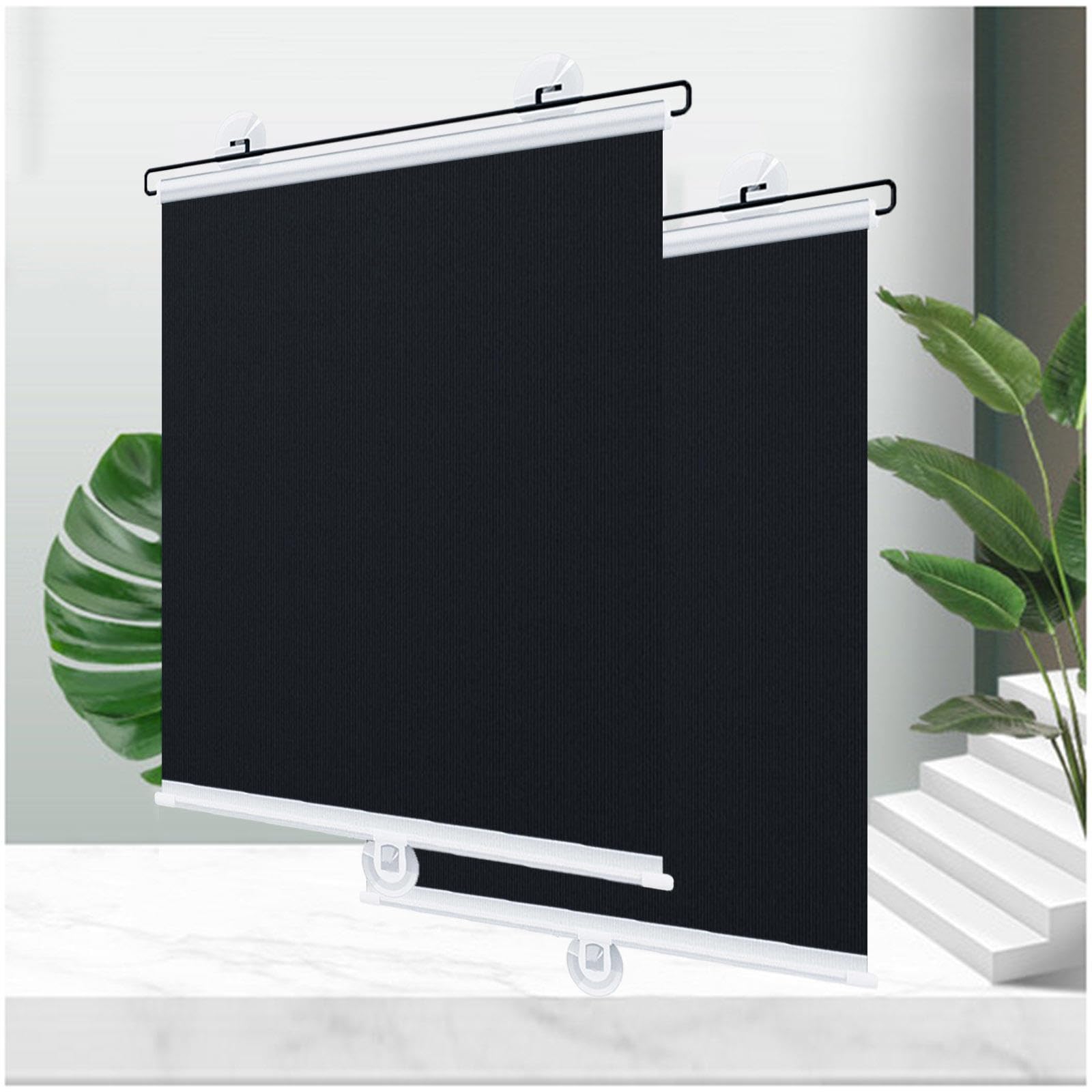 Suction Cup Roll Up Blinds Without Drilling, Blackout Roller Blinds, Roof Window Roller Shades, Retractable Sun Shade, Blackout Curtains 30-80cm Wide,2pc-45x100cm/18 * 39in