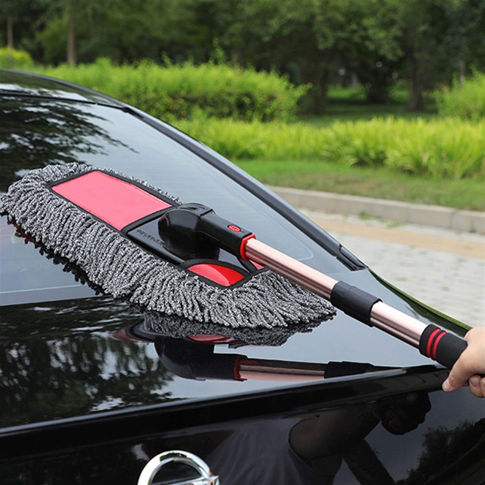 PENGQ Microfibra collettore di polveri Car Wash Mop con Maniglia a Scomparsa for Esterni ed Interni, Non Lascia Pelucchi □ nessun graffio Spazzola di Pulizia for Pulizia