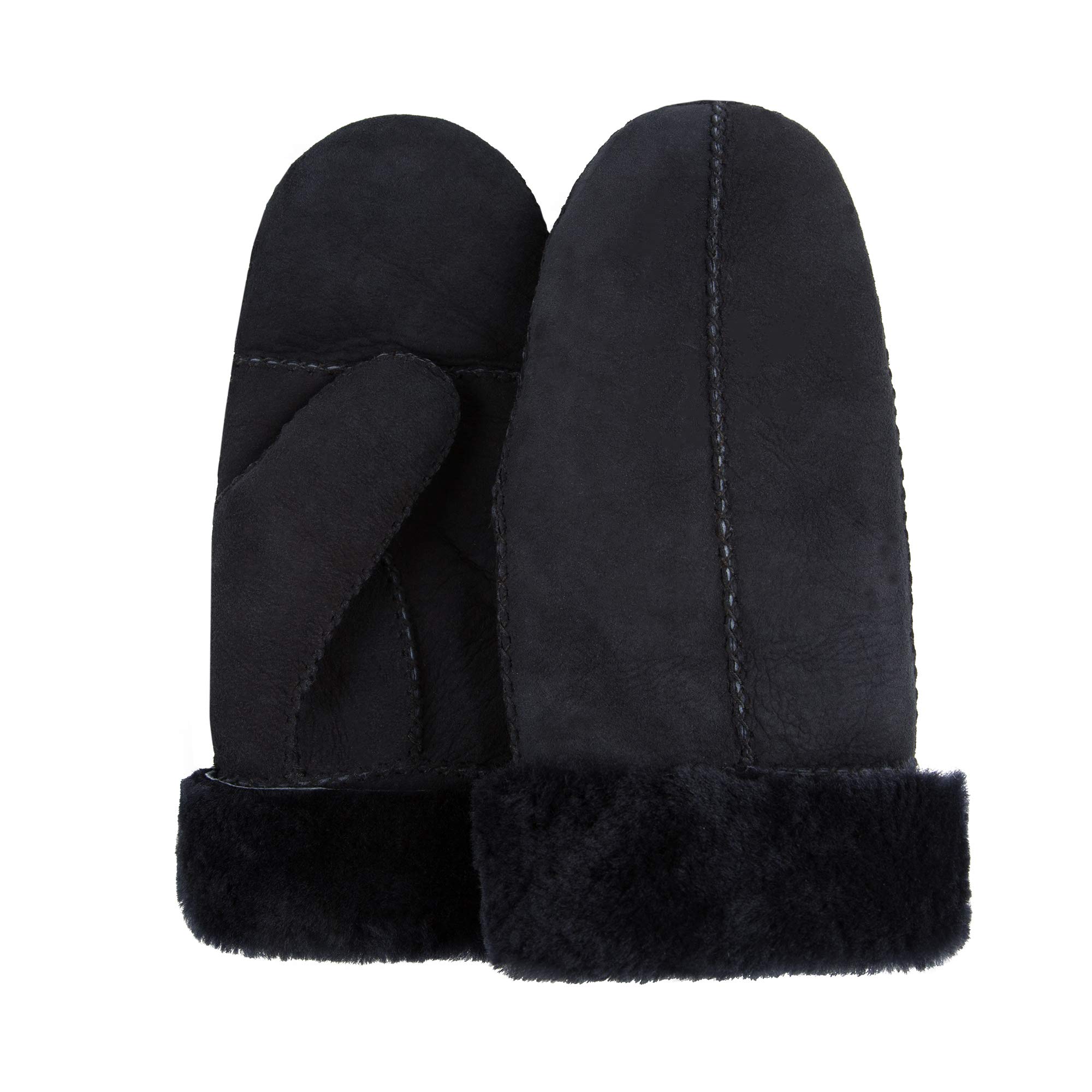 Surblue Women’s Winter Sheepskin Suede Mittens Leather Fur Premium Shearling Lambskin Lambswool