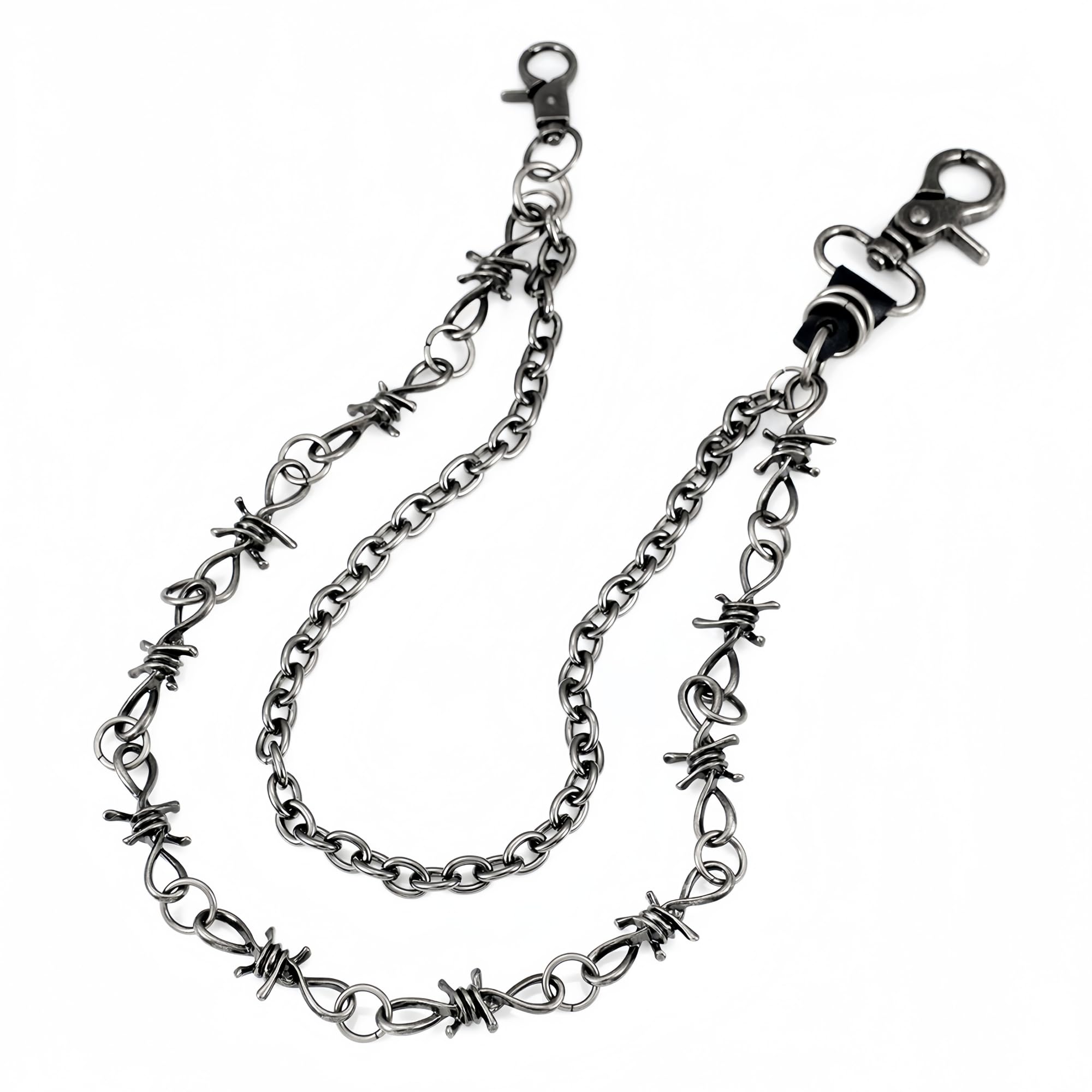 Barbed Wire Pants Chain for Jeans, 2-Layer Punk Goth Wallet Keychain