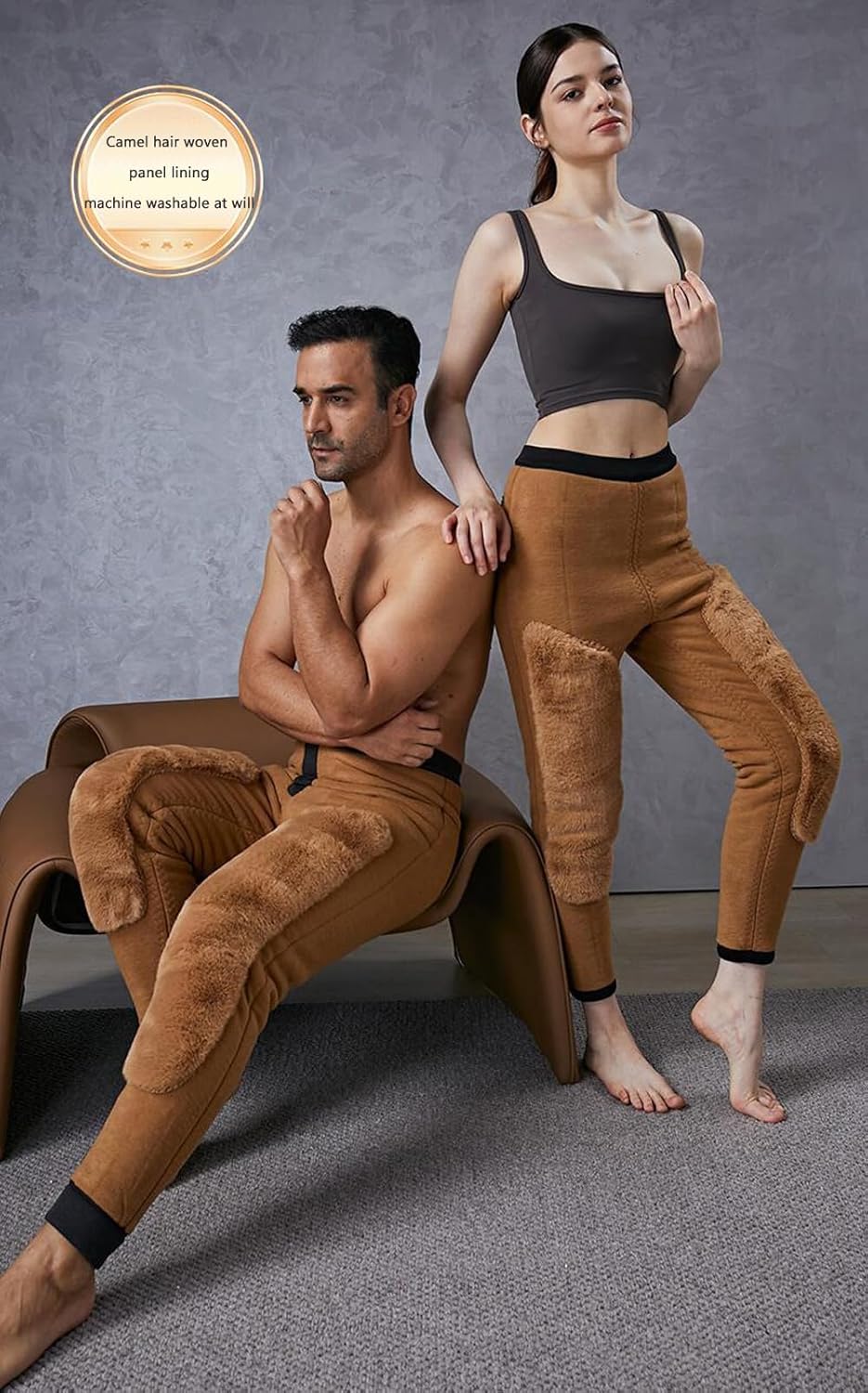 Thermal Winter Leggings 4-Layer Thick Camel Hair 14°F to -49°F Suitable XL Pants