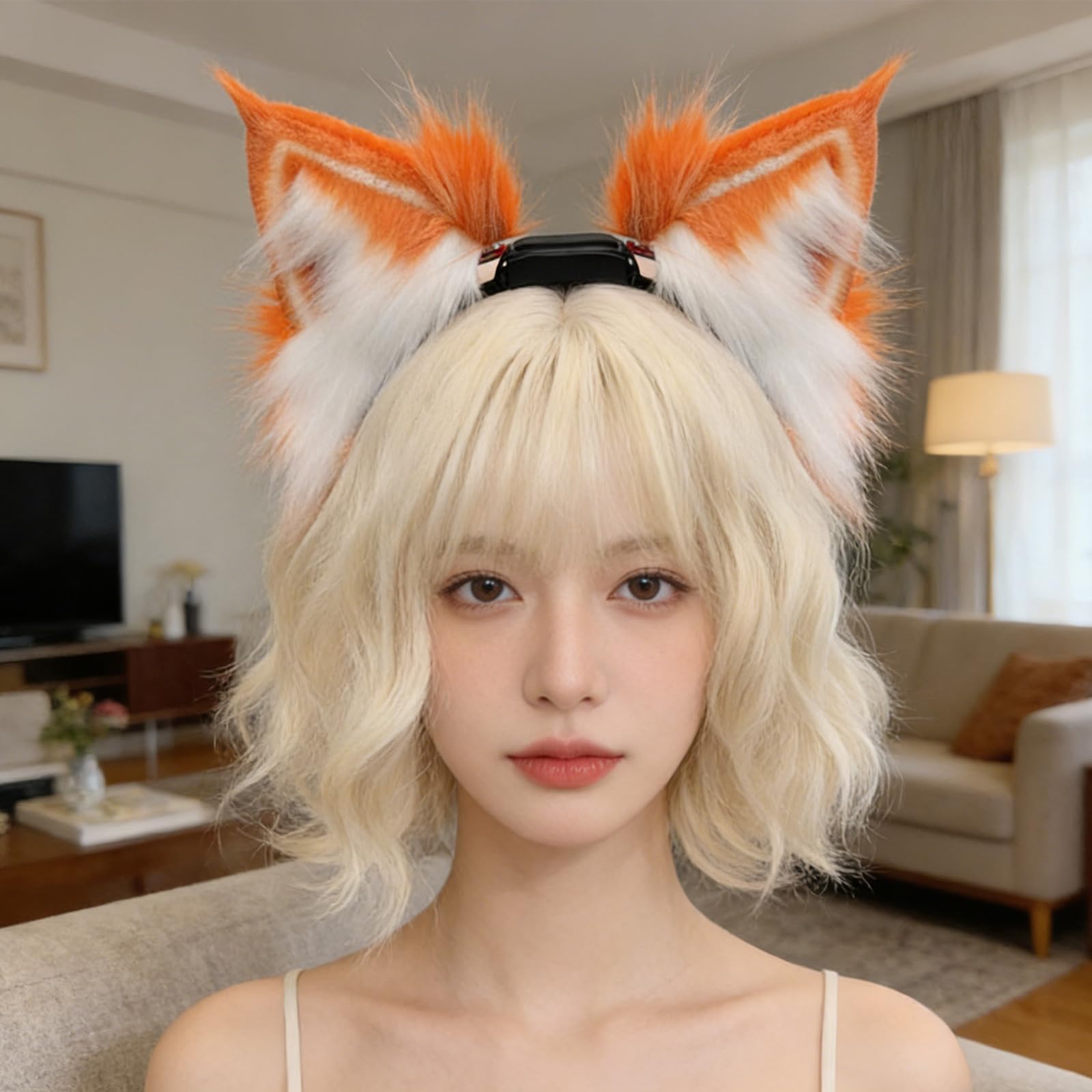 Diadema con orejas de gato de felpa interactiva, orejas móviles automáticas para fiestas y uso diario, pinza para con forma de oreja de gato automática
