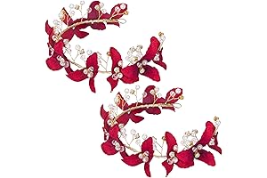 Red Rose Flower Crown Hairband with Rhinestones