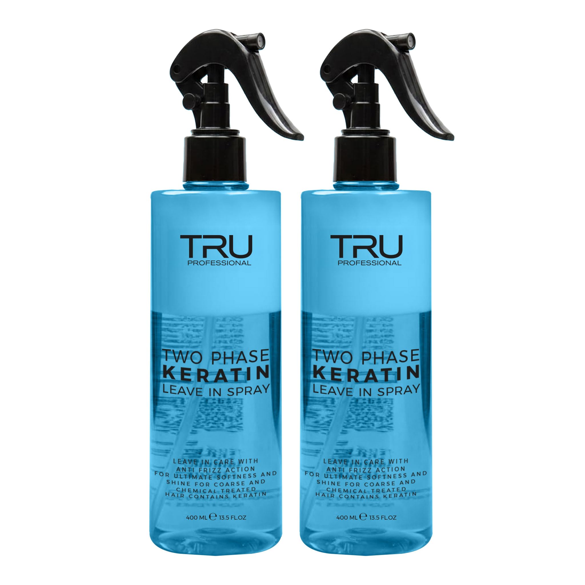 TRU Two-Phase Keratin Leave-In Spray (2er Pack) 2x 400 ml, Anti-Frizz 2-Phasen Haarpflege mit UV-Schutz