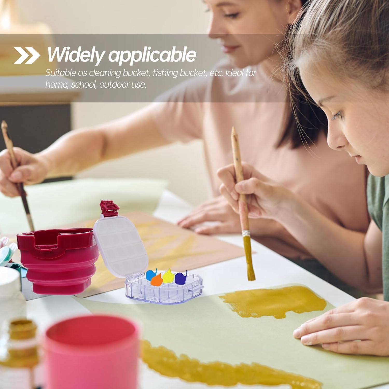 Portable Paint Brush Cleaner Bucket with Folding Design, Lightweight Silicone and Pp Material, Multi-function Painting Pen Washing Bucket for ’s Art Supplies and Outdoor Use