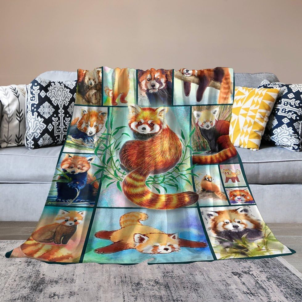 Miniatura 6 de Manta de panda rojo, regalos para niñas, mujeres, niños, amantes de los pandas, manta suave y cálida de franela de felpa para cama, sofá, 40 x 50