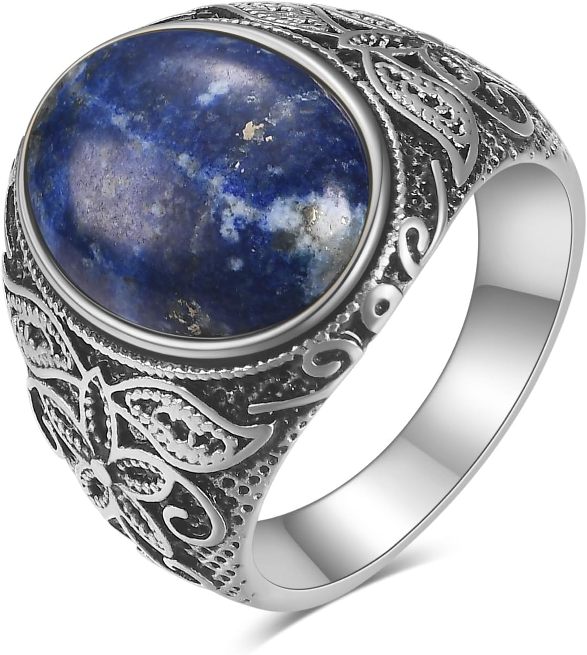 Retro Large Tiger Eye Stone Turquoise Wedding Ring For Men Classical Gothic Stainless Steel Rings