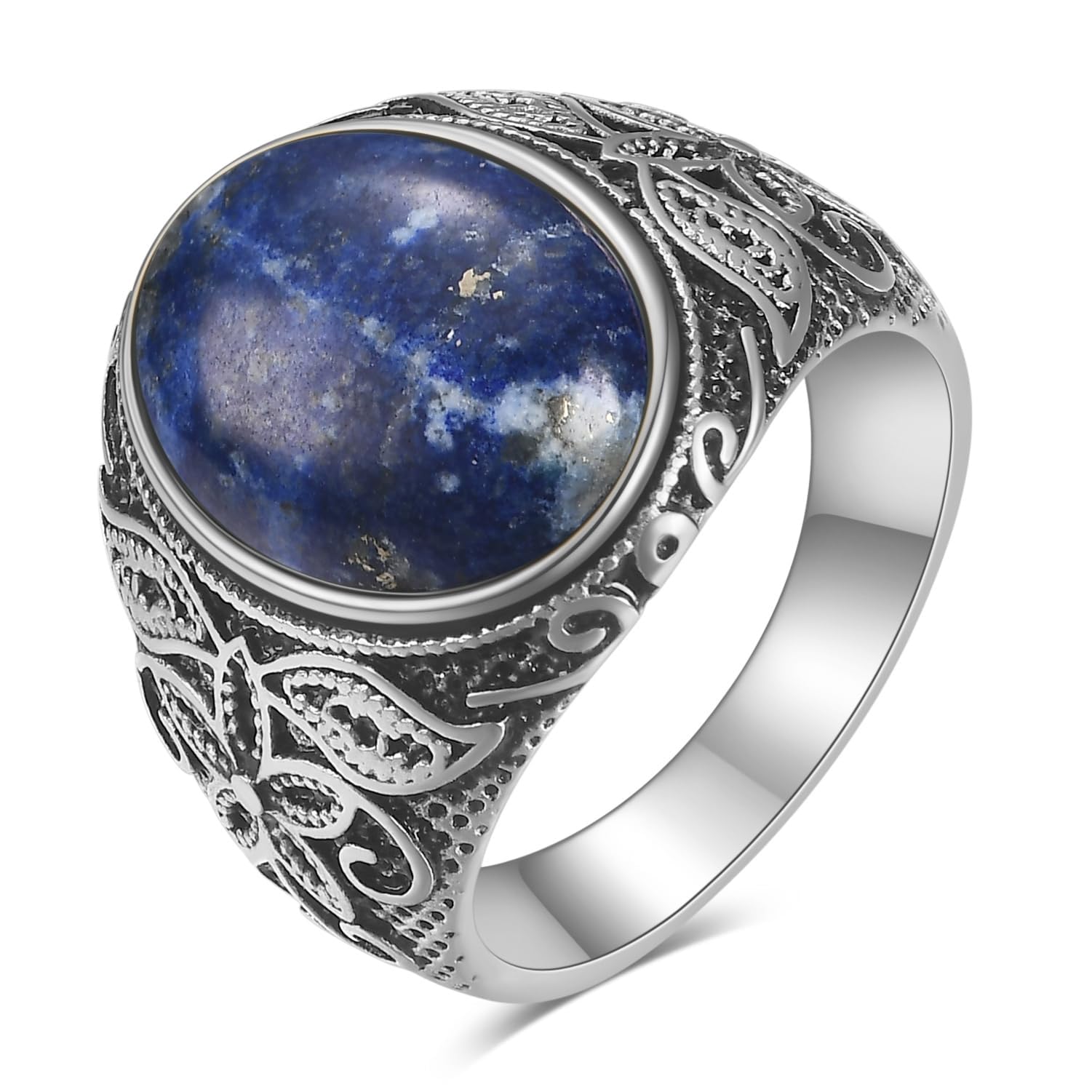 Retro Large Tiger Eye Stone Turquoise Wedding Ring For Men Classical Gothic Stainless Steel Rings