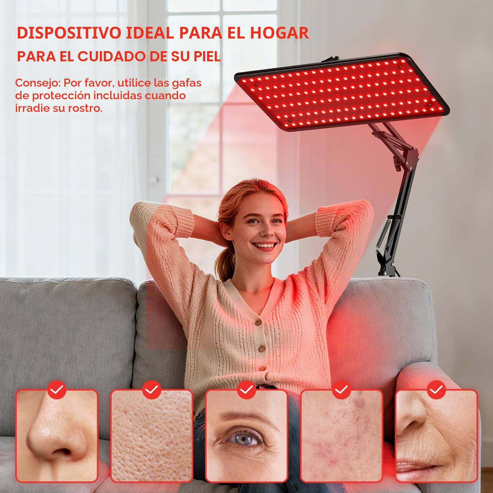 Morfone Lámpara de Luz Roja Cuerpo y el Rostro con 660/850/940 nm - Negro M