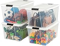 Vista 19 de IRIS USA 94 Qt - Contenedores de almacenamiento de plástico apilables con tapas, paquete de 4 - Libre de BPA, fabricado en EE. UU. - Solución